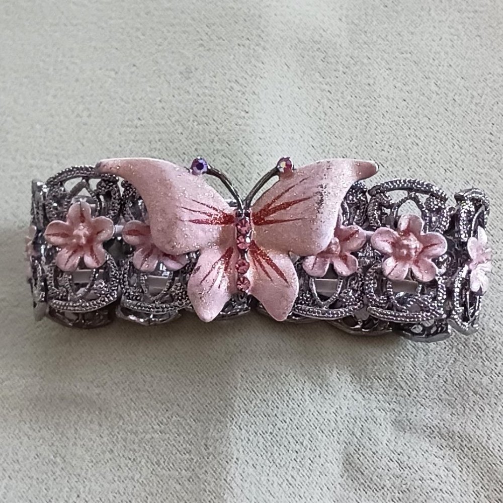 Butterfly Bracelet Rhinestones Stretch - Picture 2 of 3